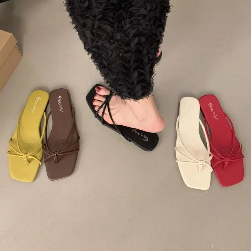 LBSFY -Summer Women Slippers Fashion Women's Narrow Band Flat Flip Flop Shoes Ladies Casual Outdoor Beach Slides Sandalias Muj