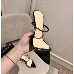 LBSFY -Shoes Woman 2025 Summer New Black Diamond Decorative Women's Sandals Outerwear Fashion Open Toe Thin Heels Slippers