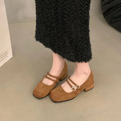LBSFY  -  New Brand Women Flat Sheos Fashion Shallow Slip On Shoes Square Low Heel Dress Shoes Casual Laofer Mujer