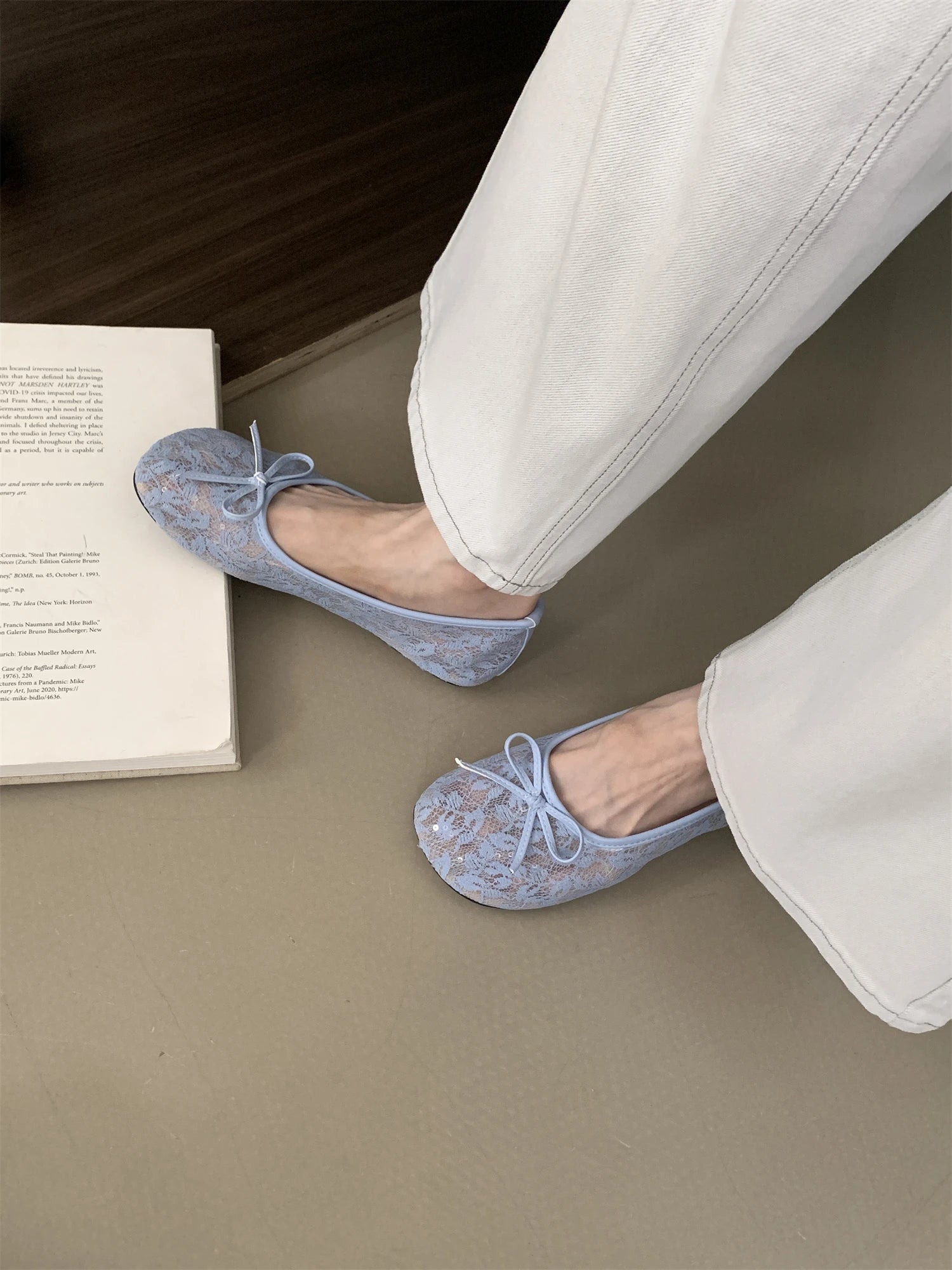 LBSFY -Summer Fashion Concise Round Head  Women Ballet Flats Low Heels Bow Mesh Party Slide Mules Casual Shoes Zapatos De Mujer