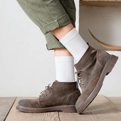 Lbsfy Men's Socks Retro Solid Color Coffee White Khaki Beige Breathable Cotton Socks Casual Sport Trendy Fashion Middle Tube Long Sock