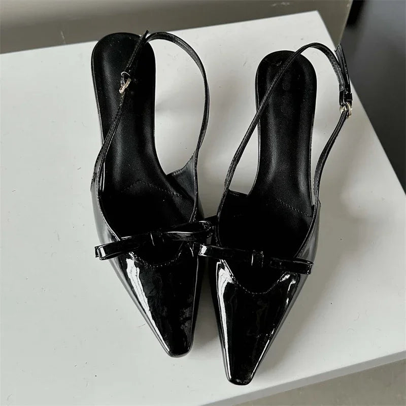 LBSFY -Fashion Slingbacks Pointed Toe Woman Pumps Sandals Elegant Wedding Party Buckle Strap Thin Heels Female Shoes