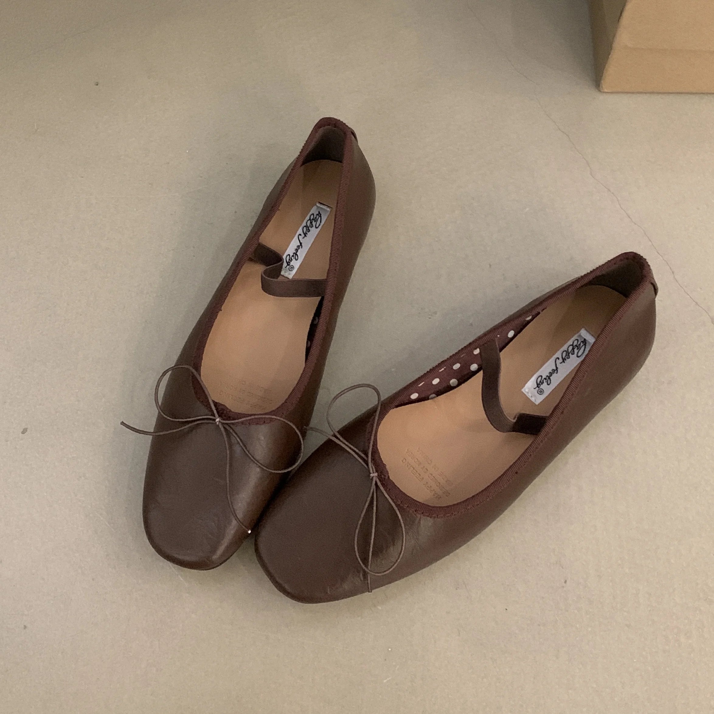 LBSFY -Women Flat Ballet Shoes Female New Bow Band Retro Shallow Mouth Women's Shoes Soft Ballet Shoes Size 39-40 Mujer