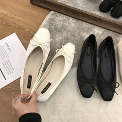 LBSFY -Luxury Lace Tie Leg Satin Silk Ballet Flats Woman Square Toe Bowknot Elastic Band Ballerinas Ladies Wedding Mary Janes Shoes