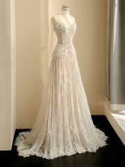 LBSFY -Strapless Wedding Dresses Sleeveless Luxury Lace Wedding Gown With Court Train Claccis A-line Brides Wedding Dresses Customized