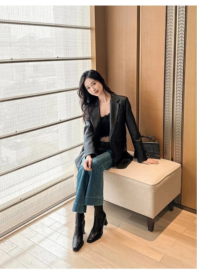 LBSFY -2025 Vintage High Heel Women Ankle Boots Fashion Square Toe Short Booties Autumn Winter Ladies Shoes Botas Mujer