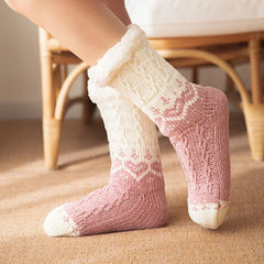 Lbsfy New Women's Winter Thickened Floor Socks Woven Thermal Cashmere Socks Love Heart Carpet Home Plus Socks Velvet Sleep Socks