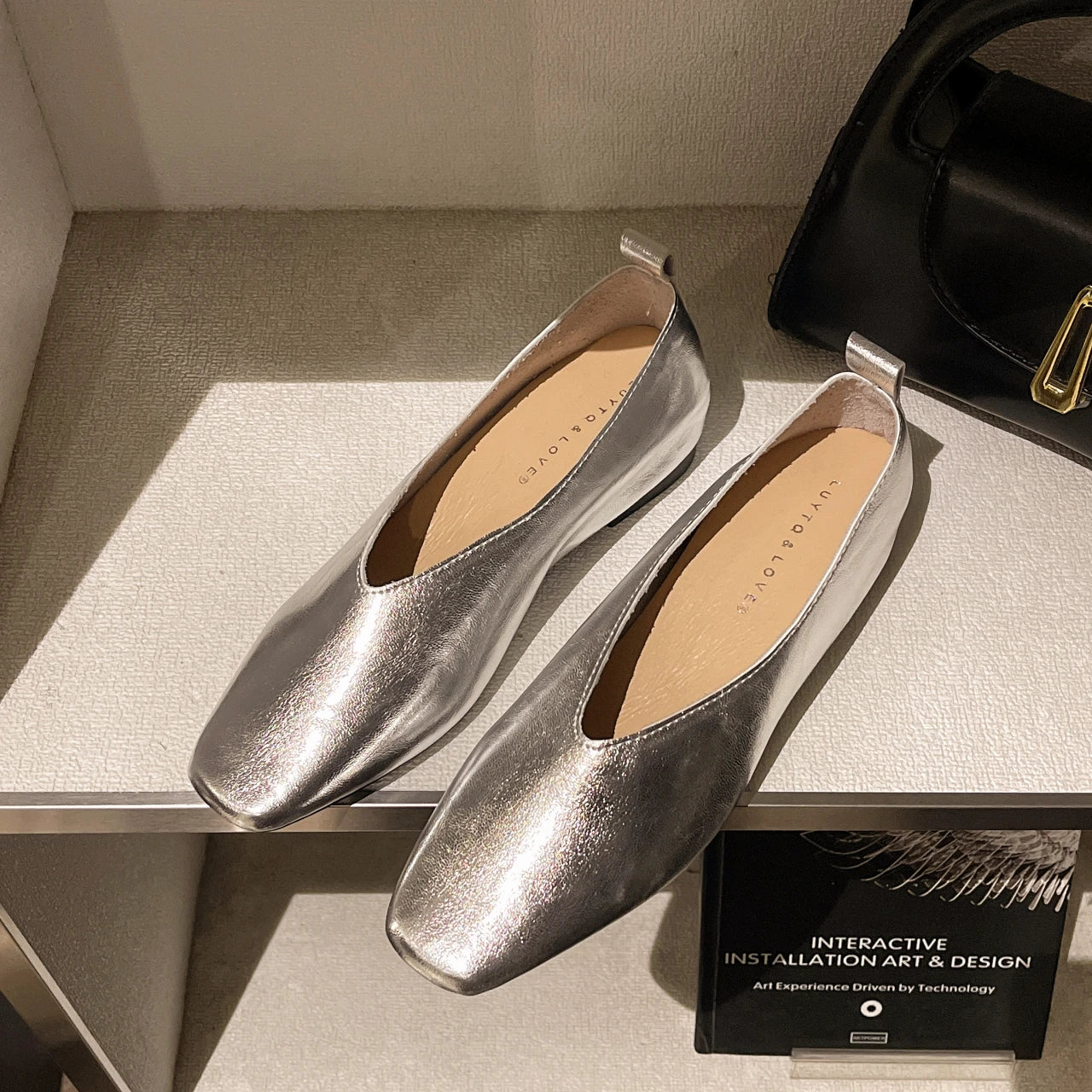 LBSFY -Fashion Women's Loafers Leather Luxury Shoes Grade Silver Heels Gold Pumps Square Toe Elegant Mary Janes Shoes Women Single Shoe