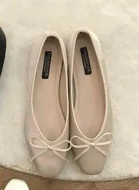 LBSFY -Luxury Lace Tie Leg Satin Silk Ballet Flats Woman Square Toe Bowknot Elastic Band Ballerinas Ladies Wedding Mary Janes Shoes