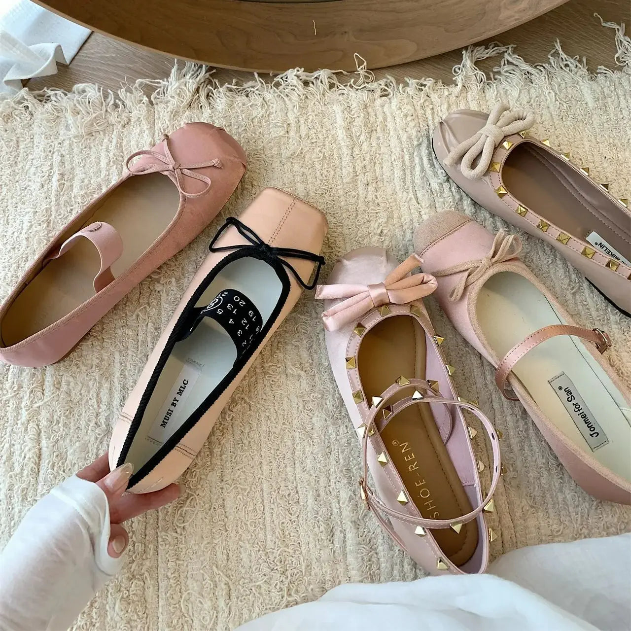 LBSFY  -    Women Flat Shoes Fashion Square Toe Shallow Slip On Ladies Ballerinas Flat Heel Casual Ballet Shoes Mujer