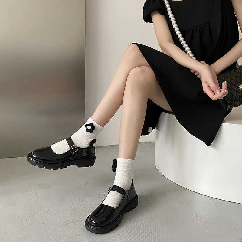 LBSFY -Women Black Lolita Shoes Casual Platform Mary Janes Heels Women Vintage Pumps for Women College Student Low Heel Women's Shoes