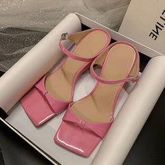 LBSFY  -  Wedge Sandals Women Square Toe Slingback High Heels Open-toe Flip Flop Women Summer Fashion Brand Designer Slippers Female Pumps