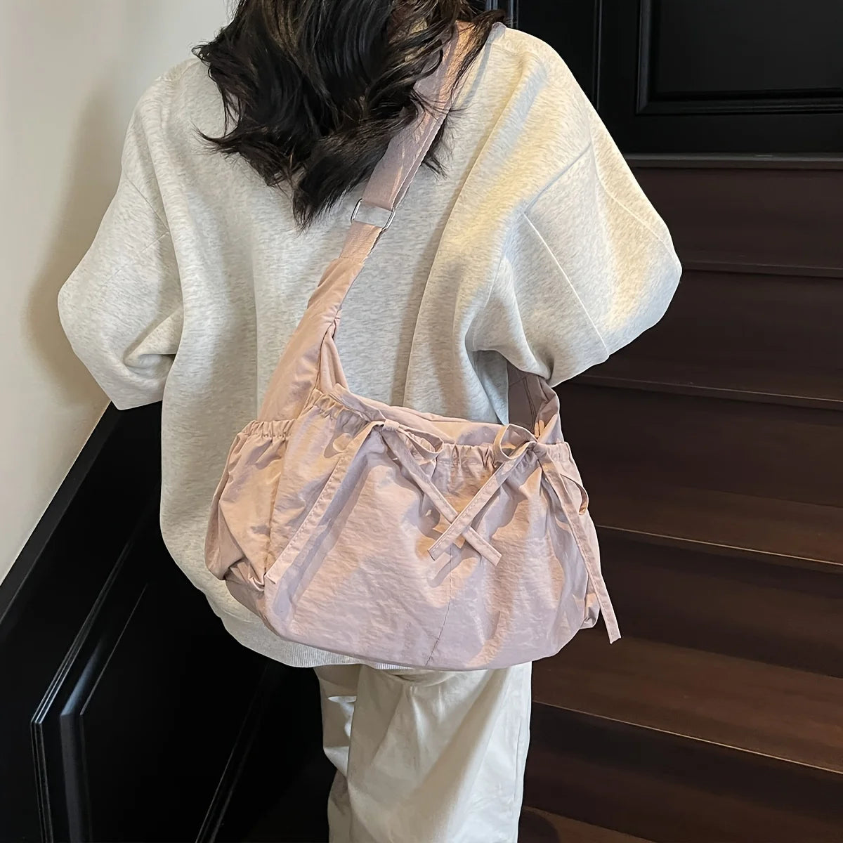 LBSFY -Fitness Bag Tote Bag Casual Versatile Day Series Large Capacity Summer Travel Simple Solid Color Light Commuter Shoulder Bag