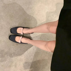 LBSFY -Luxury Bowtie Mary Janes Women Square Toe Shiny LeatherandSilk Flats Ballets Femmes Red Dance Party Ball Bridal Wedding Shoes