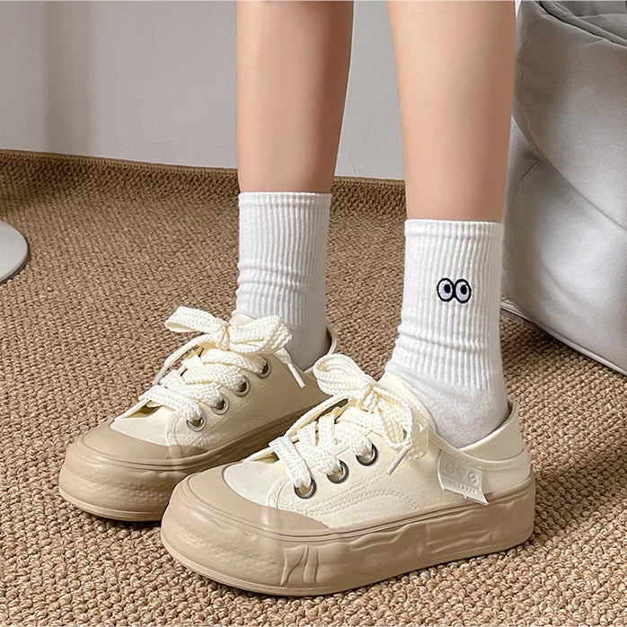 LBSFY  -  Canvas Shoes Women Platform Sneakers Ins Fashion Designer Female Vulcanize Shoes Round Toe Flat Shoe Low-top Casual Ladies Shoes