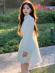 LBSFY -Elegant Long Sleeve Evening Dresses for Women Spring Slim Lace Up A-Line Party Prom Casual Dress Fashion French Female Clothing