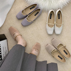 LBSFY  -  Ballerina Flats For Women Satin Pink Purple 2025 New zapatos de mujer Square Toe Ballet Flats Shoes