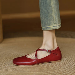 LBSFY  -  Women's Flats Shoes Genuine Leather 2025 New Spring Summer Women's Mary Jane Shoes Round Toe Ballet Shoes Woman