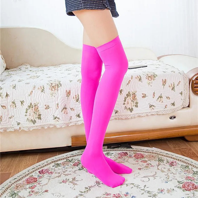 Lbsfy Soild Color Long Socks Women Over Knee Thigh High Over The Knee Stockings Lolita Ladies Girls Warm Knee Socks