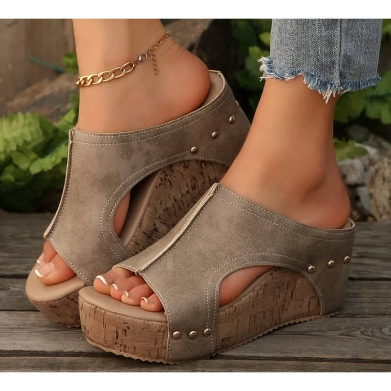 LBSFY -Luxury Slippers Roman Open Toe Platform Sandals Women Summer Retro Peep Toe Wedges Casual Slippers Slides Women Zapatos De Mujer