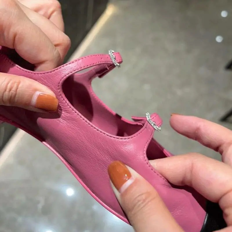 LBSFY  -  Designer Round Toe Mary Janes Women Buckle Ballets Shoes Ladies Mixe Color Ballerina Flats Party Wedding Loafers Shoes