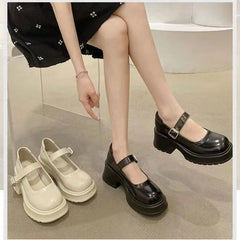LBSFY -Women Mary Jane Shoes Ladies Concise Outdoor Pumps Spring Autumn Cute Single Shoe Women Dress Leather Lolita Shoes Women Loafers