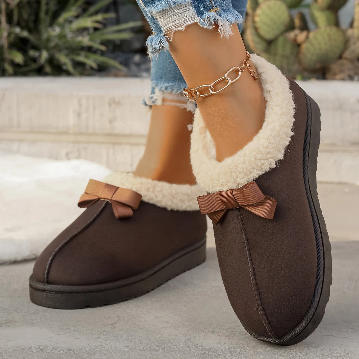 LBSFY -Winter Women's Slipper Fashion Fuzzy Fur Anti-slip Soft Sole Outdoor Indoor Warm Comfort Men Leisure Plush Houseshoes Couple