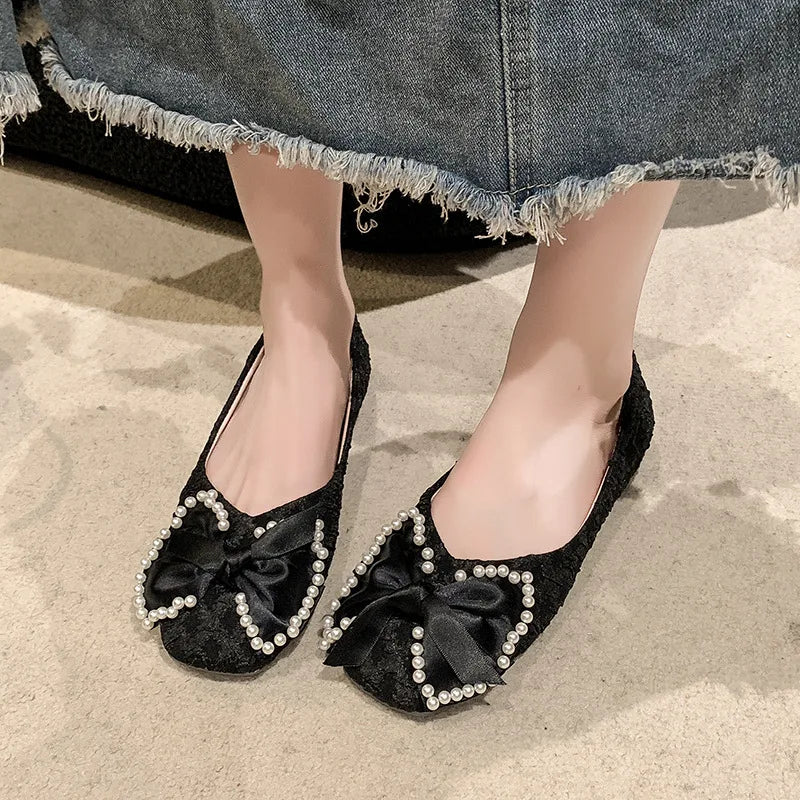 LBSFY -2025 Retro Ballerina Women's Loafers Comfort Ladies Leather Ballet Flats Elegant Bowknot Mary Jane shoes Women's Single Shoes