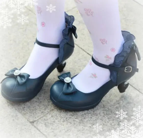 LBSFY  -  Lolita Shoes Cosplay Kawaii Anime Sweet Loli Women Tea Party High Heel Princess Bow Mary Jane Loli Shoes