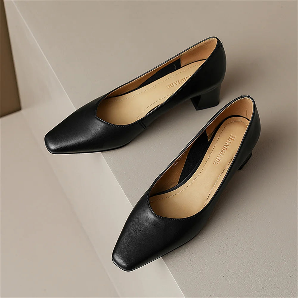 LBSFY  -  Women's Elegant High Heel Genuine Leather Shoes Woman Basic Classic Design Shoes Woman Trend Fashion Office Pumps