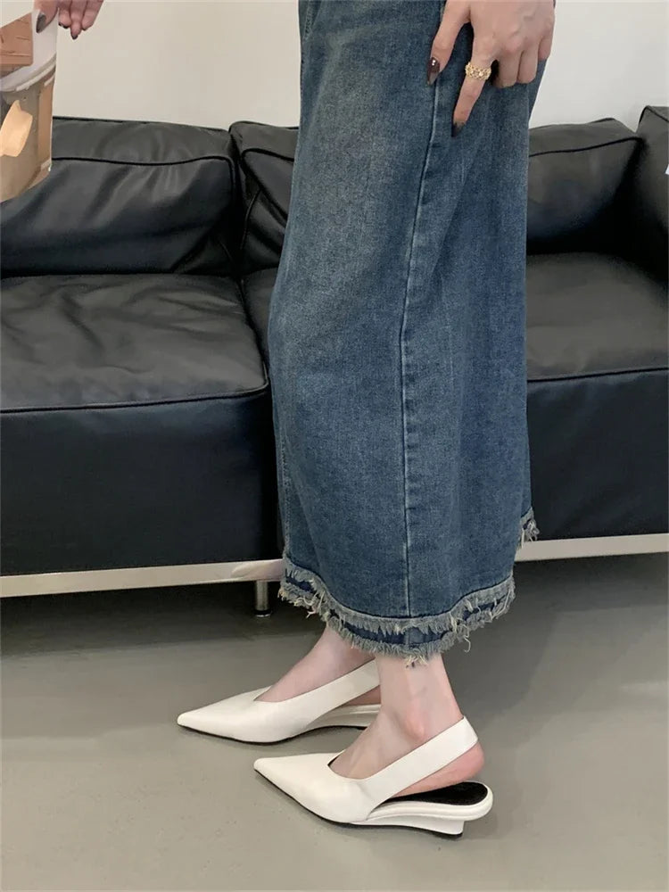 LBSFY -Street Style Pumps Women Pointed Toe Wedges Heels Elegant Slingbacks Party Slingback Mules Shoes Zapatos De Mujer