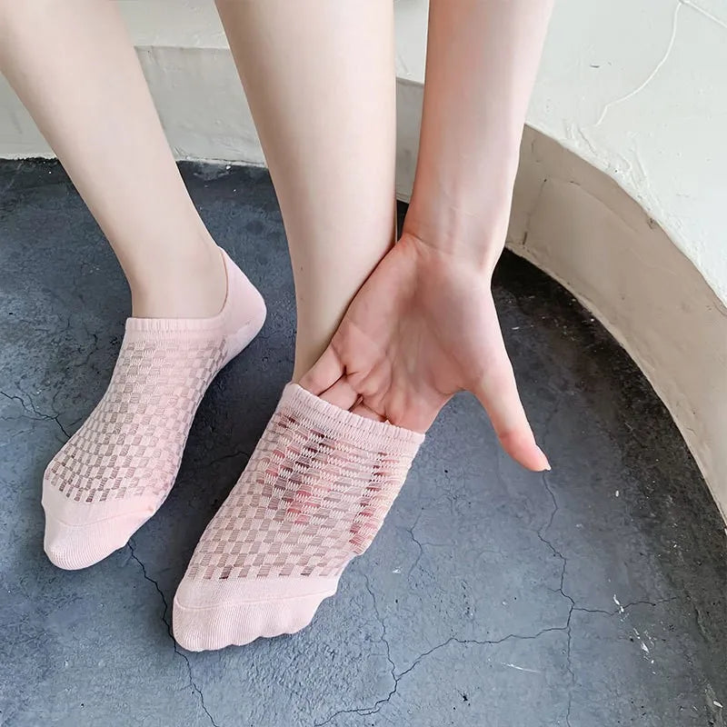 Lbsfy Women's Socks Spring Summer New Solid Color Fashion Sweat-absorbing Antibacterial Anti slip Breathable Perforated Sock Wholesale