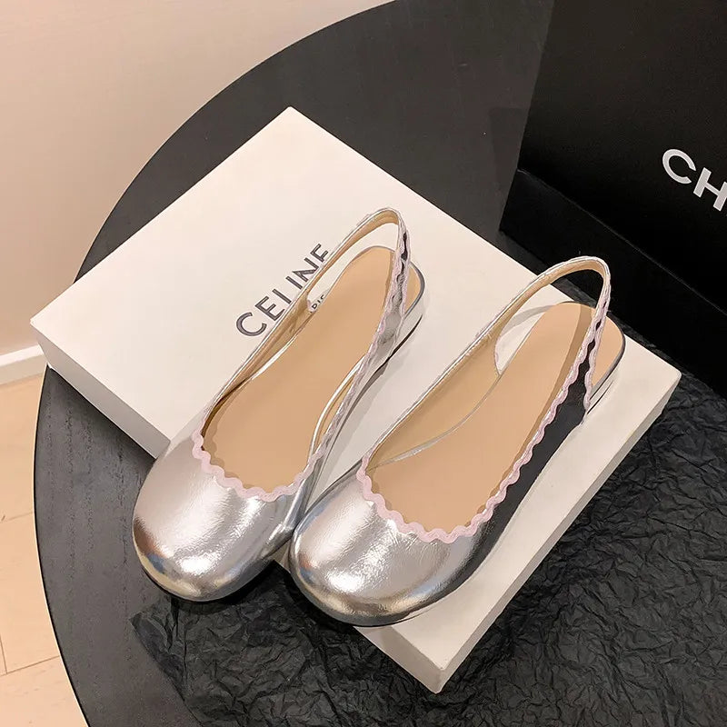 LBSFY  -  Fashion Sandals Women's New High Quality Genuine Leather Round Head Lace Open Heel Shoes Modern Women's Shoes