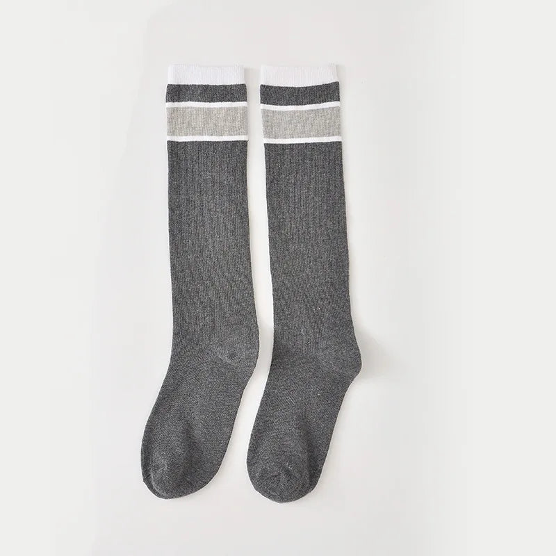 Lbsfy Korea Style Women Long Socks Warm Calf Cotton Socks Knee Socks Fashion Ladies Knee High Striped Socks Girls School Lolita Socks