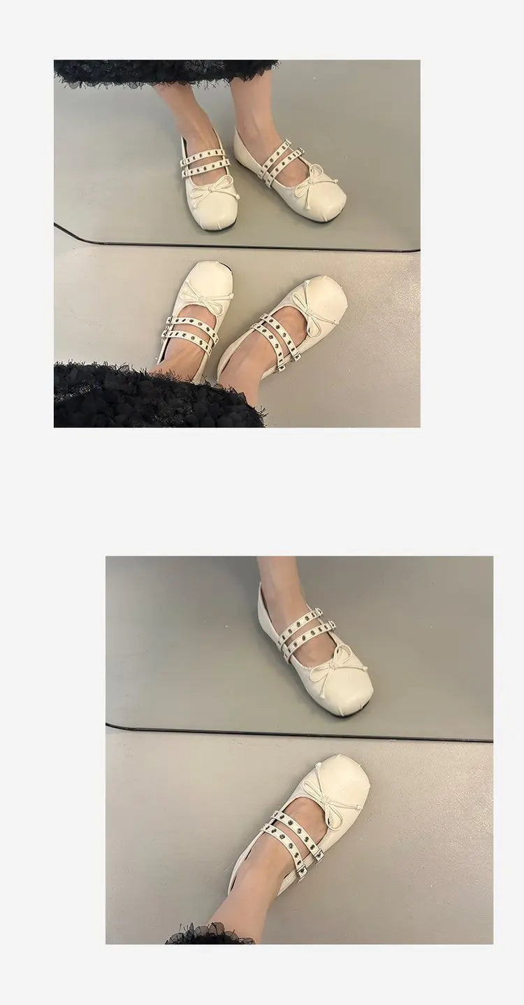 LBSFY -2025 Hot Selling Square Toe Butterfly-knot Women Mary Jane Shoes Ladies Soft Sole Dress Flats Casual Street Style Ballet Shoes