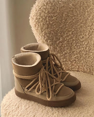 LBSFY  -  Autumn and Winter New Strap Design Western Boots Retro Niche Fur Integrated Strap Height Increasing Thick Soled Boots Trend
