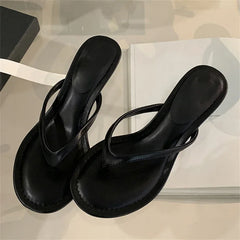 LBSFY -Summer Fashion Round Clip Toe Beach Slippers Women Thin Low Heels Casual Sandals Flip Flops Shoes Zapatos De Mujer