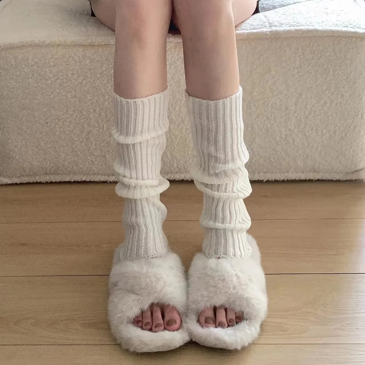 Lbsfy Socks Woman Autumn and Winter Leg Warmer Wide Legs Black White Lolita Socks for Women Stripe