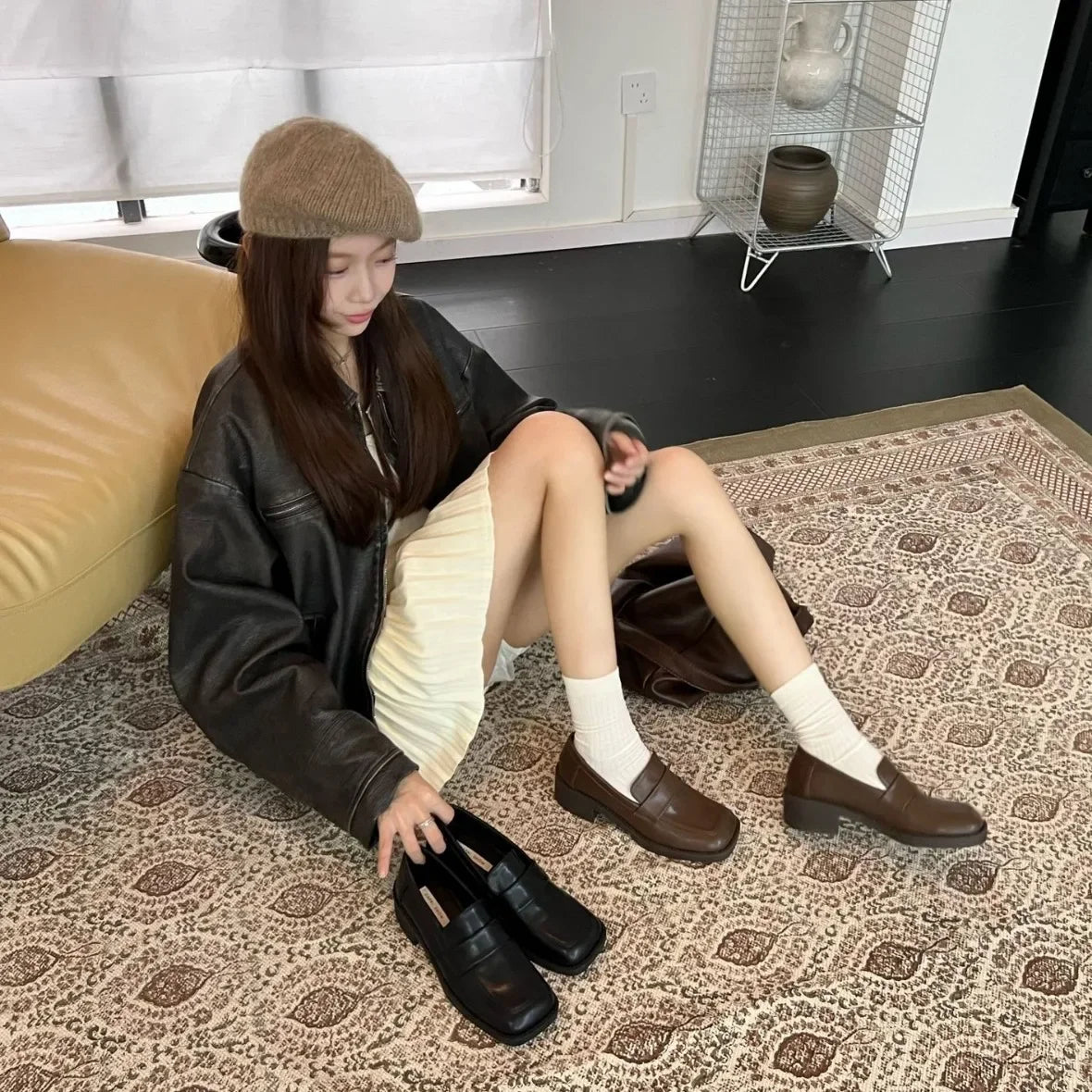 LBSFY  -  Size 34-40 Women PU Autumn Real Leather Loafers Casual Spring 2025 Flats Shoes Low Heels Vintage Office Lady Daily Dress