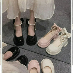 LBSFY -Women Thick Platform Mary Janes Lolita Shoes Party Pumps Summer 2024 New High Heels Sandals Bow Chain Mujer Shoes Oxford Zapatos