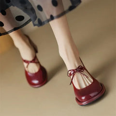 LBSFY -Red Heels Women Spring New Round Toe Women's Pumps Comfortable Chunky Heel Mary Jane Shoes Simple Elegant Lady Formal Shoes
