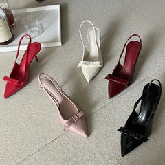 LBSFY  -  New Design Slingbacks Butterfly-knot Women Pumps Sexy Pointed Toe Thin Heels Stripper Party Shoes Large Size 35-43