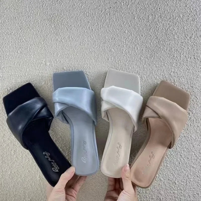 LBSFY -Women New Luxury Sandals Shoes Summer Mid Heels Chunky Casual Designer Dress Pumps Slingback Mules Shoes Zapatos Ladies