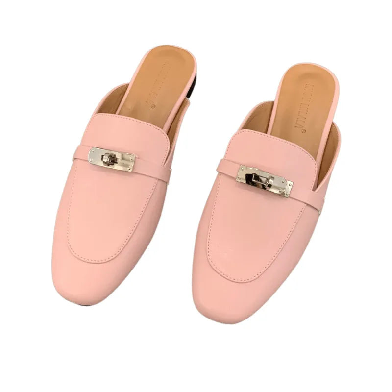 LBSFY  -  Shoes Ladies' Slippers Luxury Slides Low Slipers Women Loafers Cover Toe Flat Designer 2024 Basic Rubber Rome Scandals Fashion H