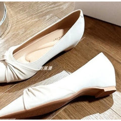 LBSFY -New Fashion Women Flats Pointed Shoes for Women Apricot Leather Casual Loafers Slip on Moccasins Large Size Flat Shoes for Women