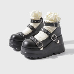 LBSFY -Women Chunky Pumps Mary Jane Super High Heel Platform Wedge Summer Ladies Sandals Belt Buckle Classic Sweet Punk Female Shoes
