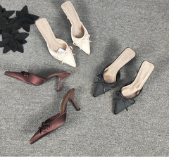 LBSFY - Summer High Heel Women Slippers Fashion Pointed Toe Muels Shoes Ladies Elegant Party Dress Sandalias