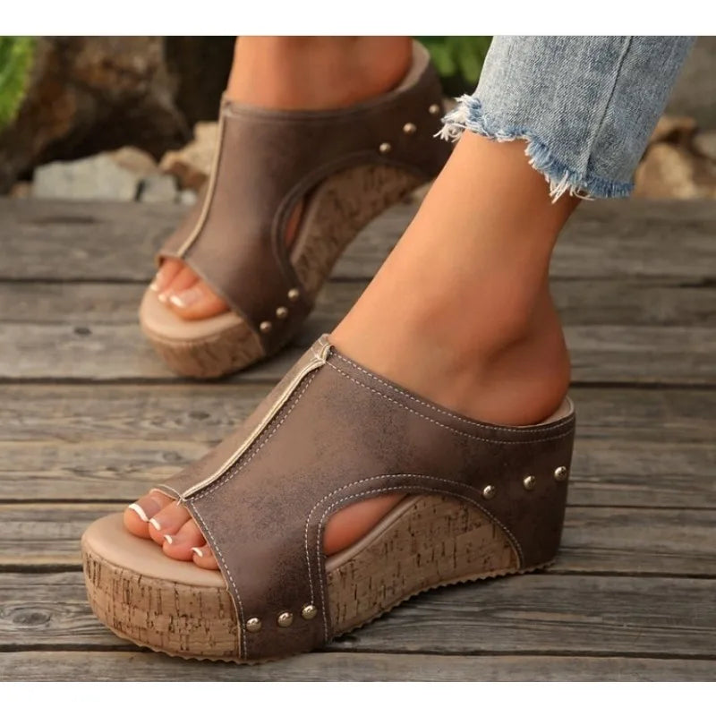 LBSFY -Luxury Slippers Roman Open Toe Platform Sandals Women Summer Retro Peep Toe Wedges Casual Slippers Slides Women Zapatos De Mujer