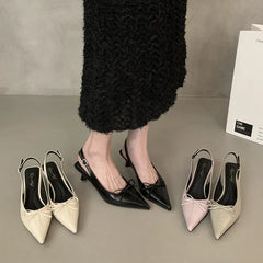 LBSFY  - Spring New Women Sandal Fashion Pointed Toe Shallow Slip On Dress Mules Shoes Thin Low Heel Slingback Sandals Muj