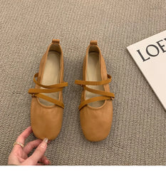 LBSFY -Women Shoes Brand Designer Mary Janes Shoes Woman Square Toe Japanned Leather Flats Vintage Narrow Band Loafers